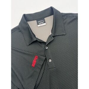 Nike Golf Shirt Men's Medium Black Geometric Dri-fit‎ Polo ESPN Logo Embroidered